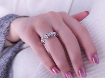 F Color 1.70 Carat Diamond Half Round Ring
