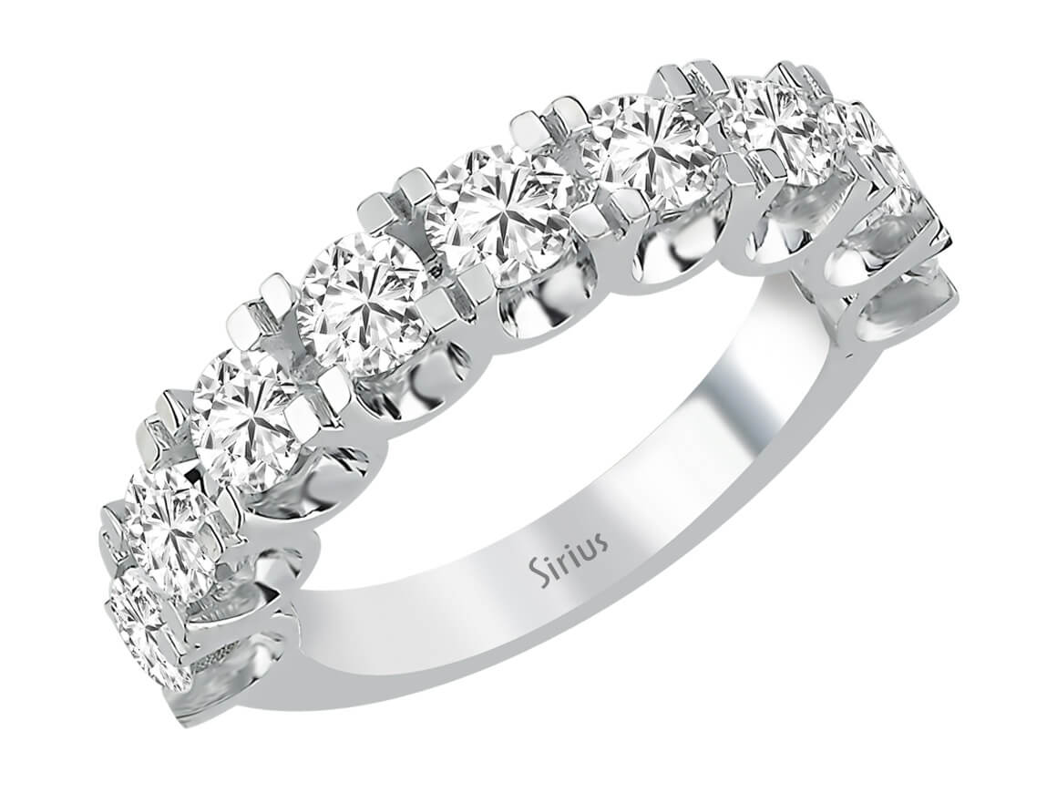 F Color 1.70 Carat Diamond Half Round Ring
