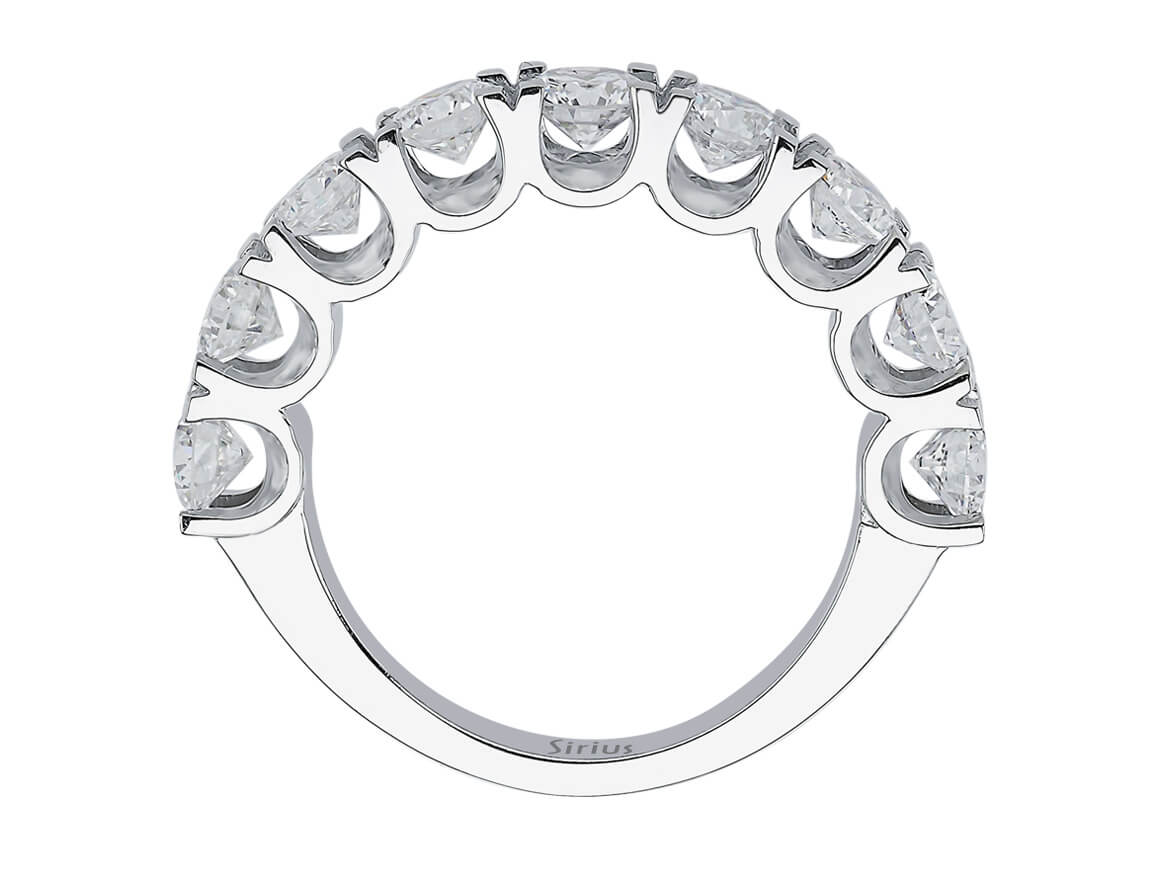 F Color 1.70 Carat Diamond Half Round Ring
