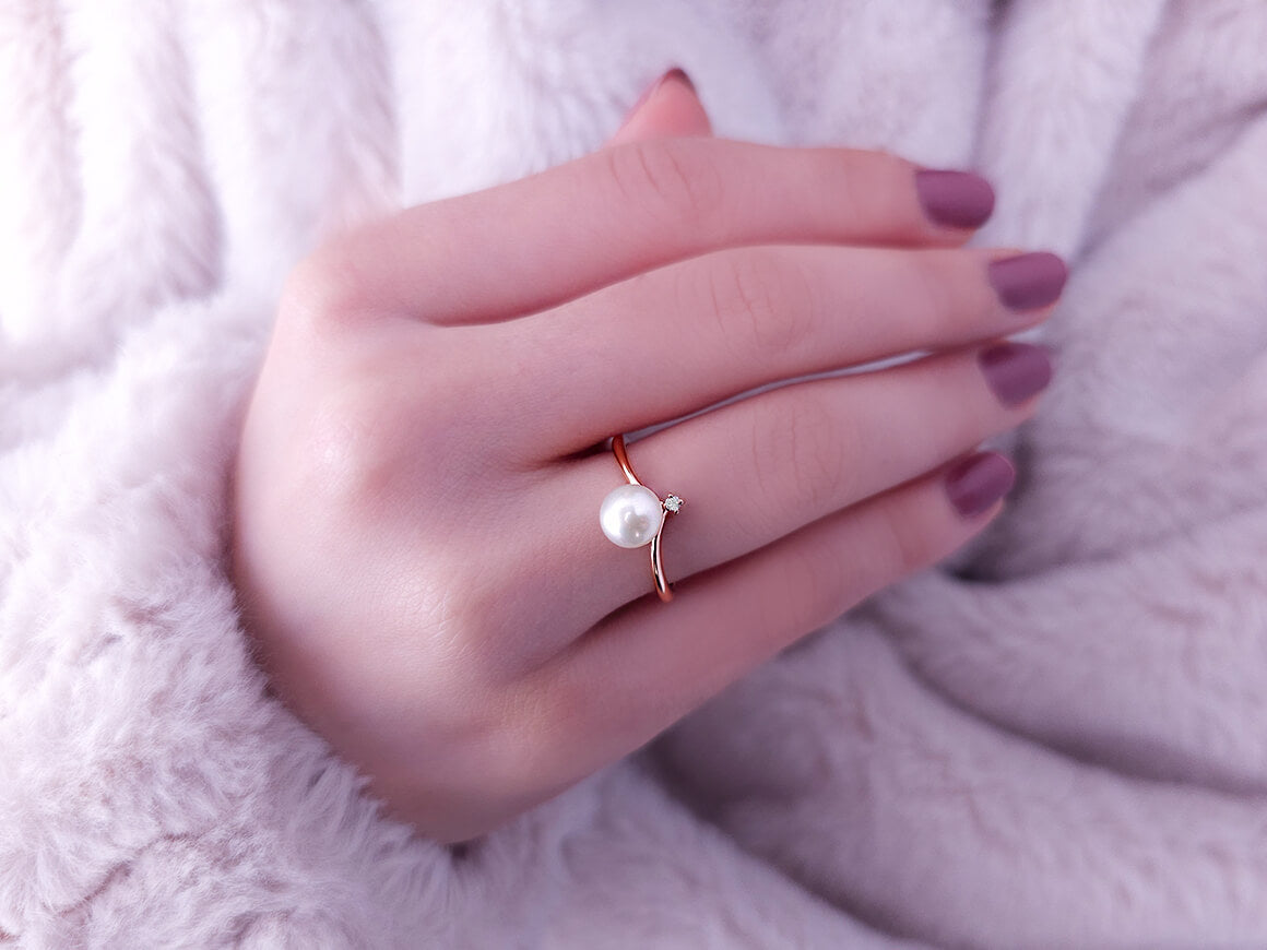 Bague en diamant et perle de conte de fées