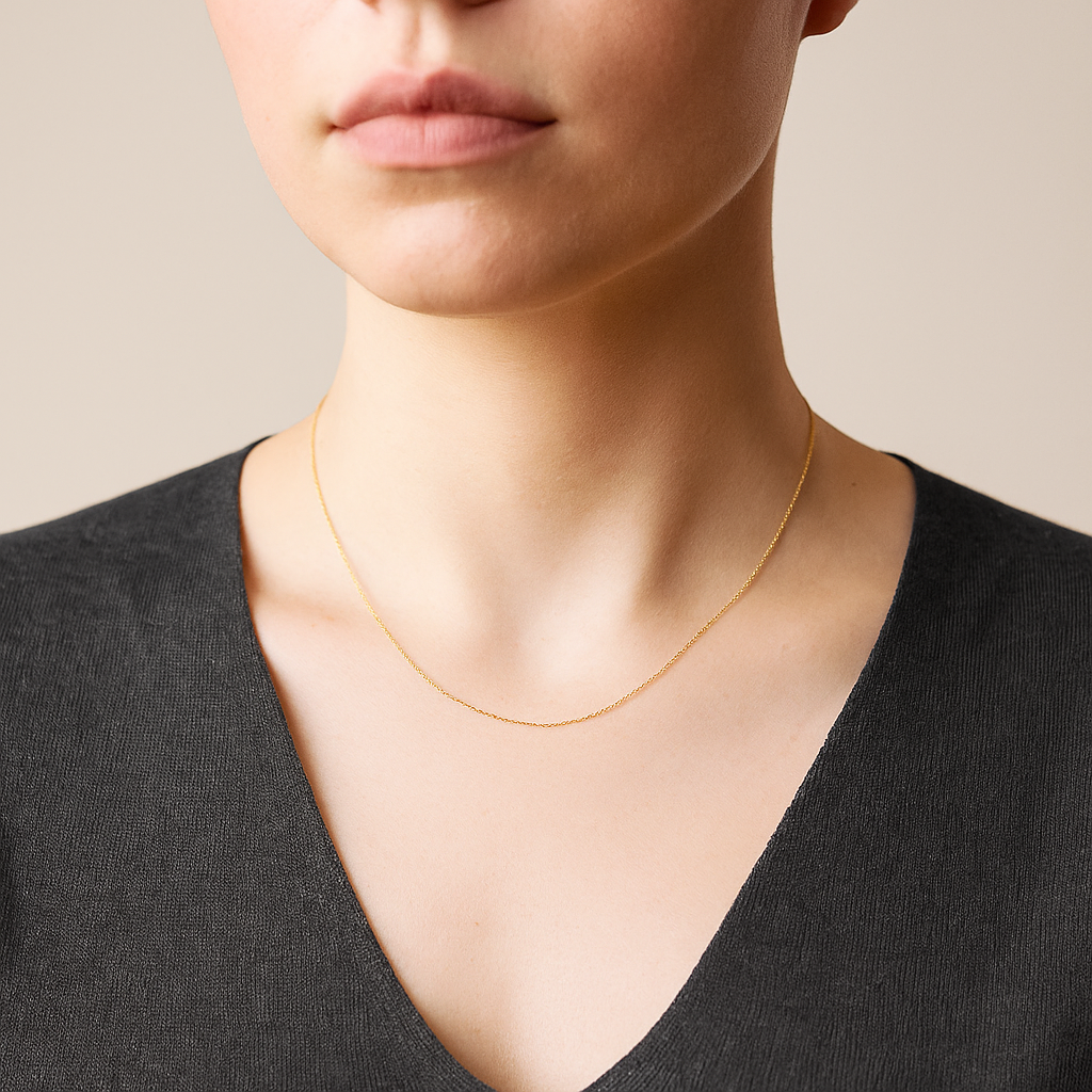 1 mm Ankerkette in 750er 18K Massivgold - handgefertigter Diamantschmuck aus Feingold | Sirius Diamant