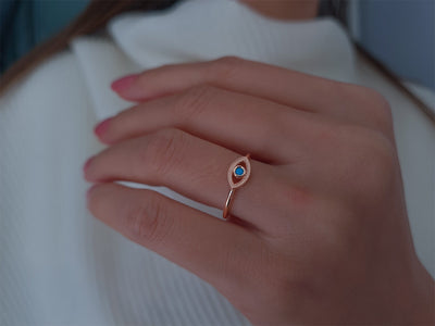 Ring with deep eyes and turquoise stone