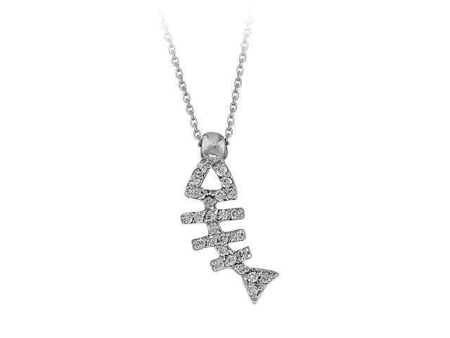 0,10 Karat Diamant Fischgraten Collier in 585er 14 K Weißgold - handgefertigter Diamantschmuck aus Feingold | Sirius Diamant