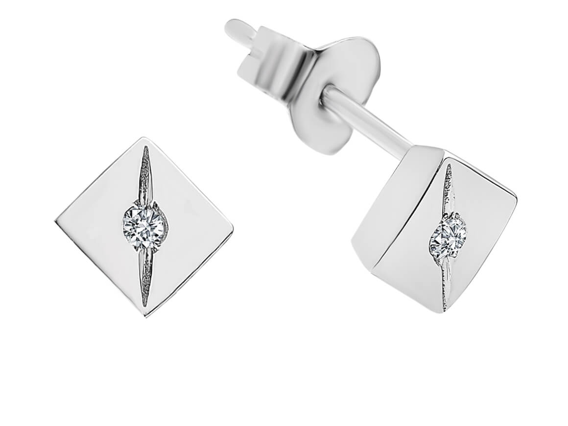 G color 0.04 carat stud earrings in 585 14 carat white gold