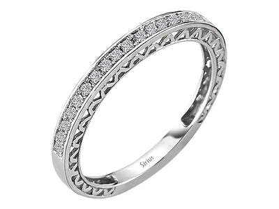 Alliance demi-ronde en or blanc 585 14 carats avec diamants de 0,17 carat