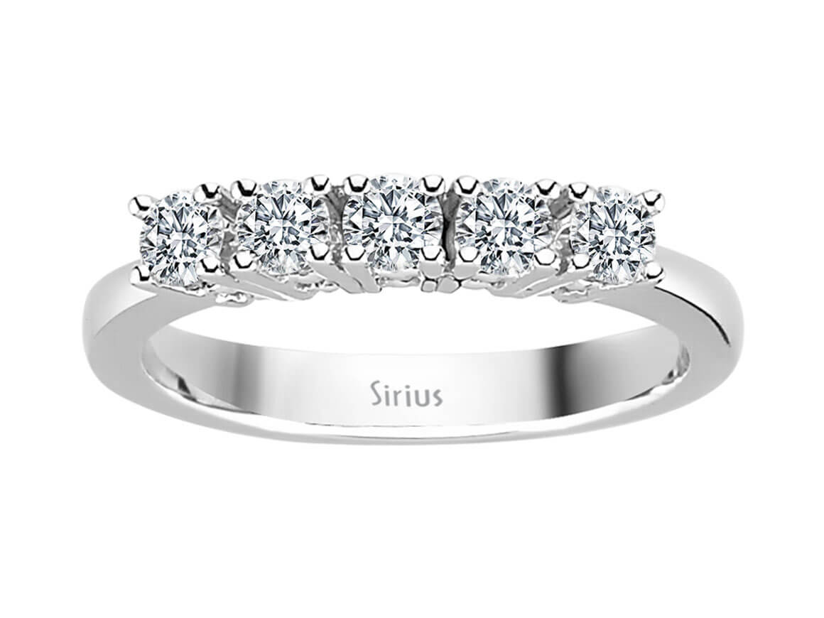 0,58 Carat Diamant 5 Diamanten Allianz in 585er 14 K Weißgold - handgefertigter Diamantschmuck aus Feingold | Sirius Diamant