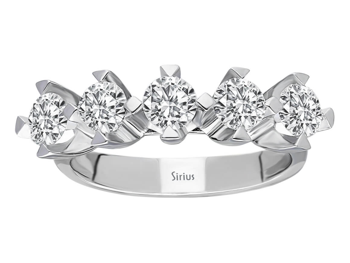 1,50 Carat 5 Diamanten Allianz - handgefertigter Diamantschmuck aus Feingold | Sirius Diamant