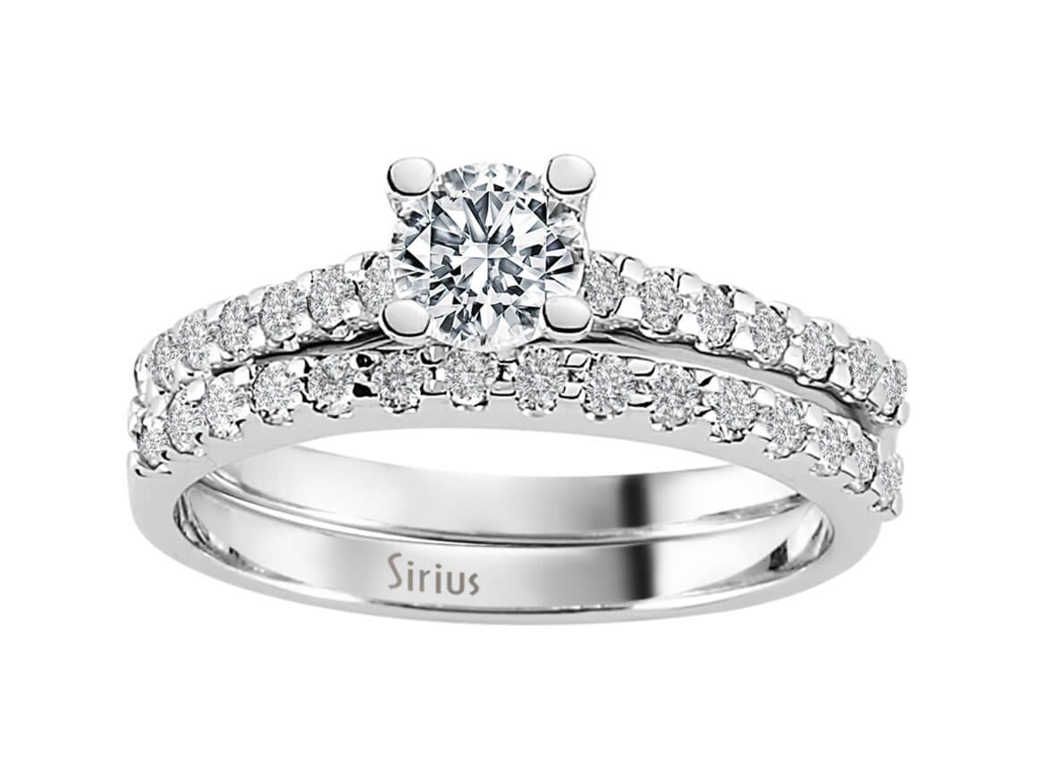 Insgesamt 1,03 Karat Diamant Solitär Ring und Allianz - handgefertigter Diamantschmuck aus Feingold | Sirius Diamant