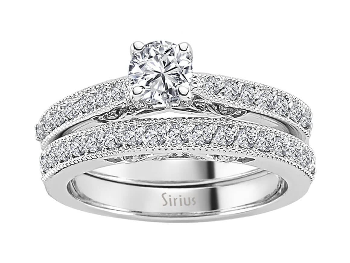 Insgesamt 1,04 Karat Diamant Solitär Ring und Allianz - handgefertigter Diamantschmuck aus Feingold | Sirius Diamant