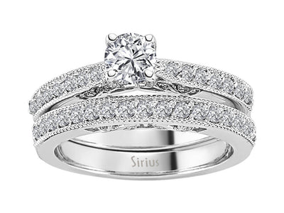 Total 1.04 carat diamond solitaire ring and alliance