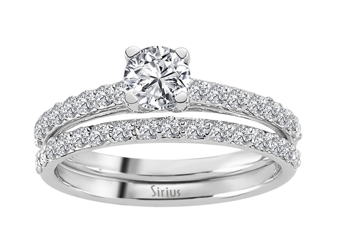 Insgesamt 1,05 Karat Diamant Solitär Ring und Allianz - handgefertigter Diamantschmuck aus Feingold | Sirius Diamant