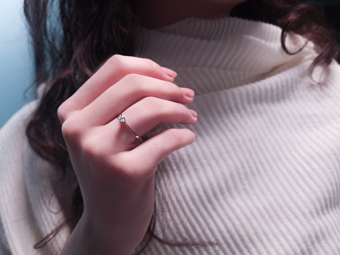 0.09 carat diamond solitaire ring in 333 8K white gold