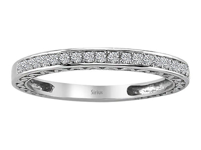Alliance demi-ronde en or blanc 585 14 carats avec diamants de 0,17 carat