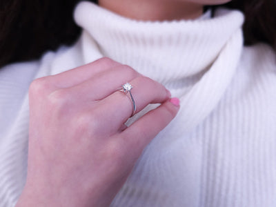 0.30 carat diamond solitaire ring in 14 K white gold