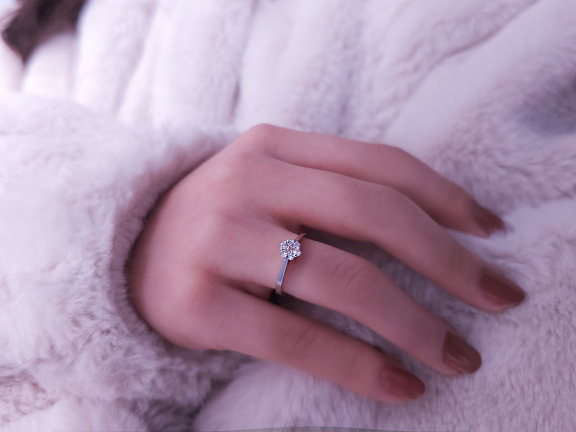 0.50 carat diamond solitaire effect ring in 8 K white gold