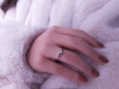 0.50 carat diamond solitaire effect ring in 8 K white gold
