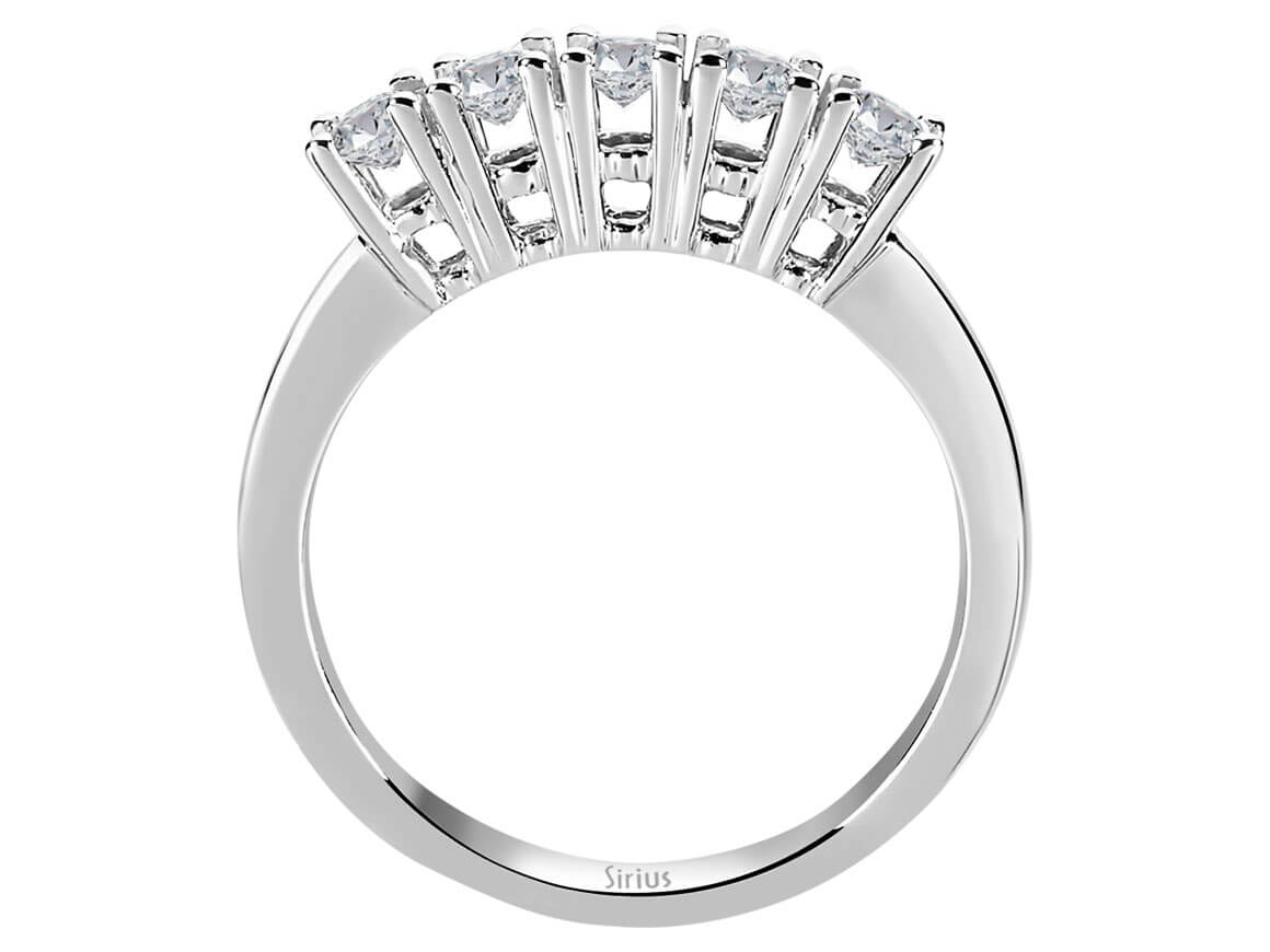 0,58 Carat Diamant 5 Diamanten Allianz in 585er 14 K Weißgold - handgefertigter Diamantschmuck aus Feingold | Sirius Diamant