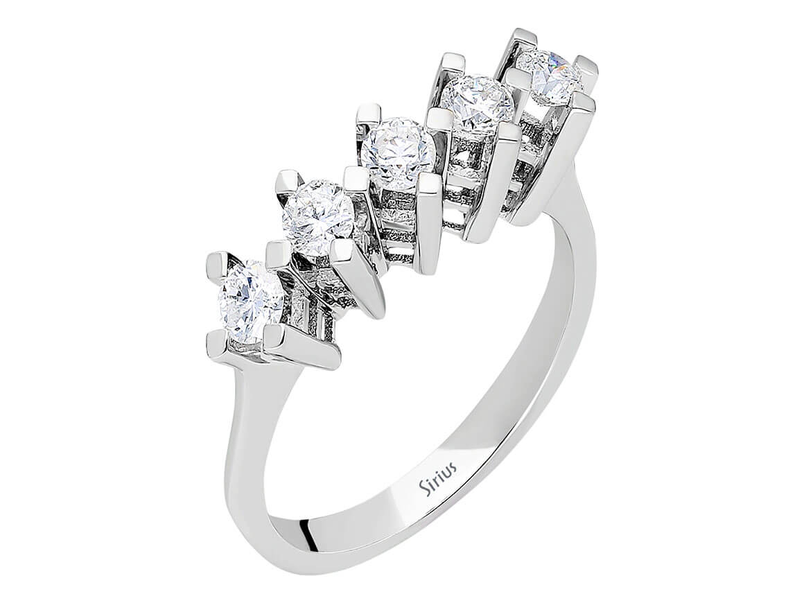 0,58 Carat Diamant 5 Diamanten Allianz - handgefertigter Diamantschmuck aus Feingold | Sirius Diamant