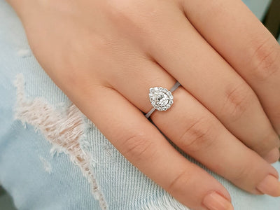 Total 0.68 Carat Pear Cut Diamond Ring