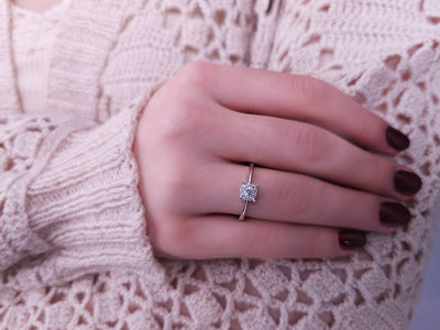 0.70 carat diamond solitaire effect ring in 8 K white gold