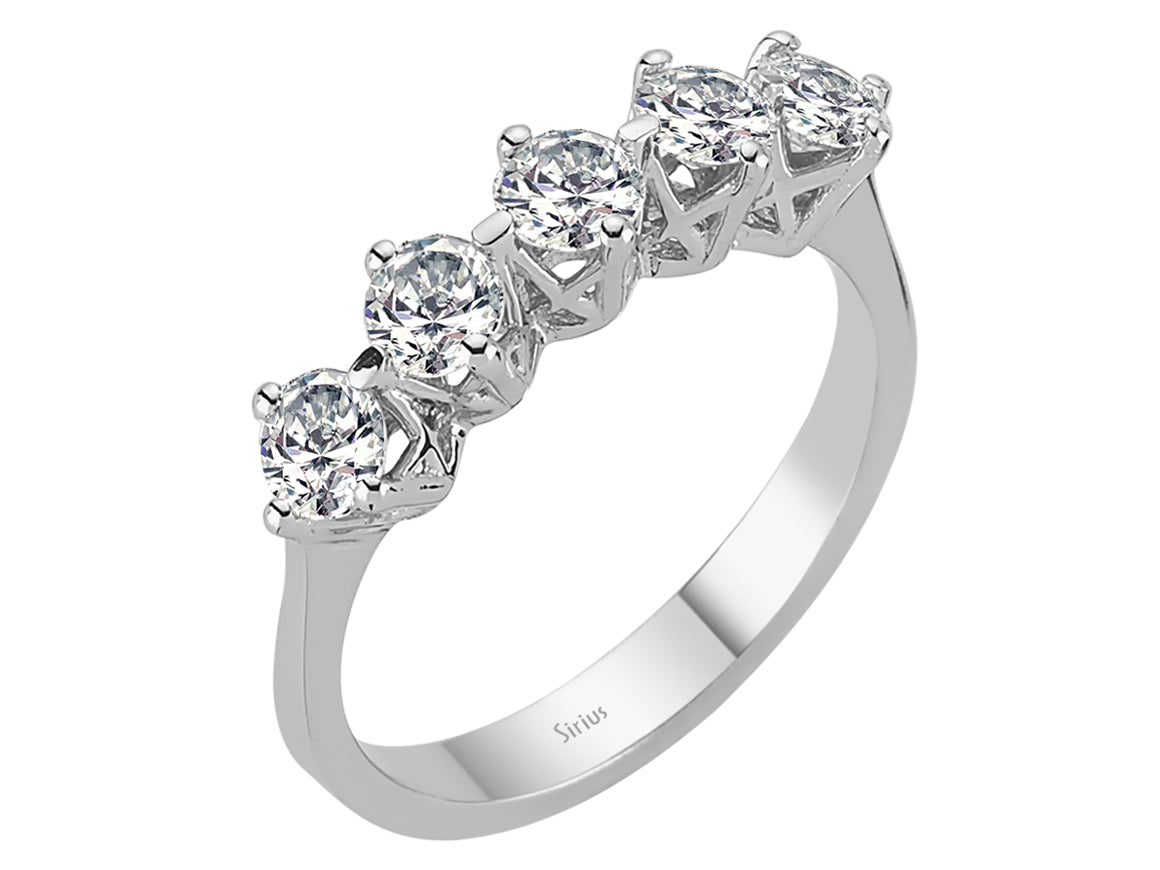0,91 Karat Diamant 5 Diamanten Allianz - handgefertigter Diamantschmuck aus Feingold | Sirius Diamant