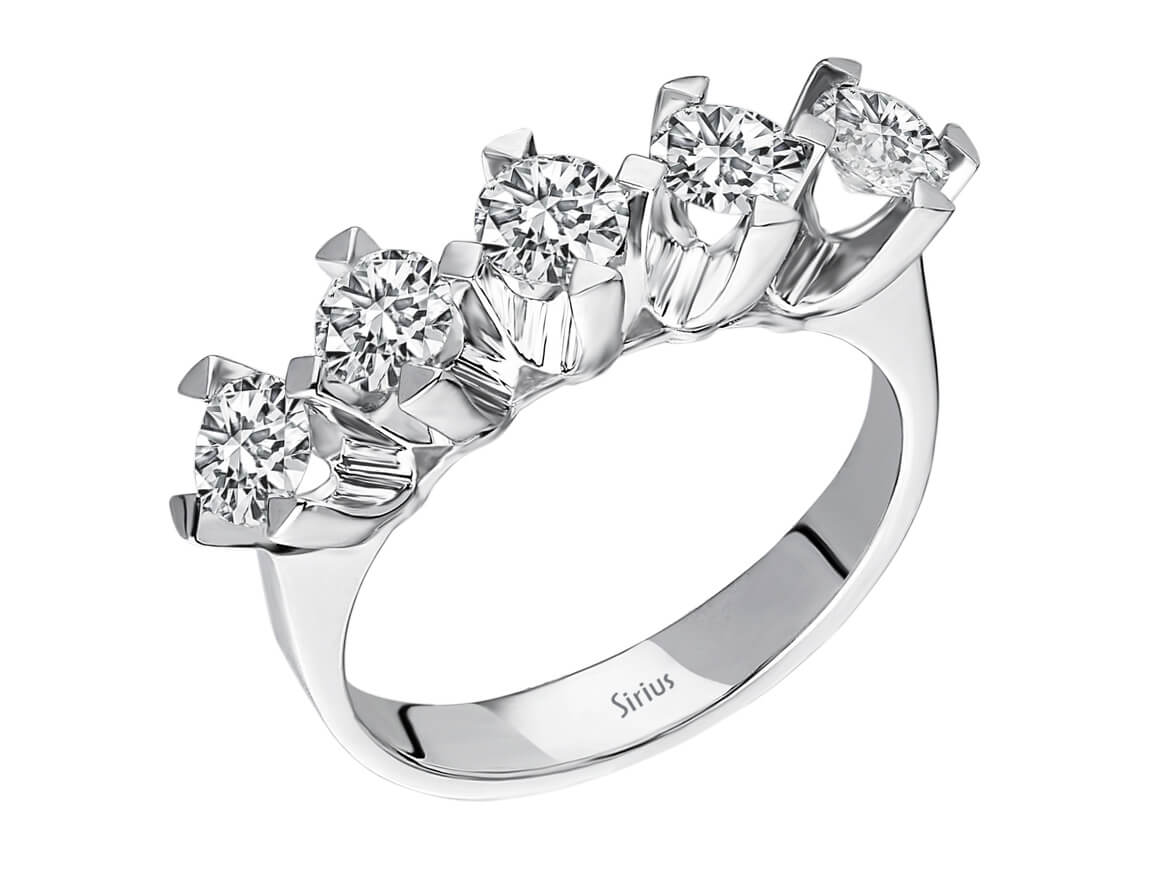 1,50 Carat 5 Diamanten Allianz - handgefertigter Diamantschmuck aus Feingold | Sirius Diamant