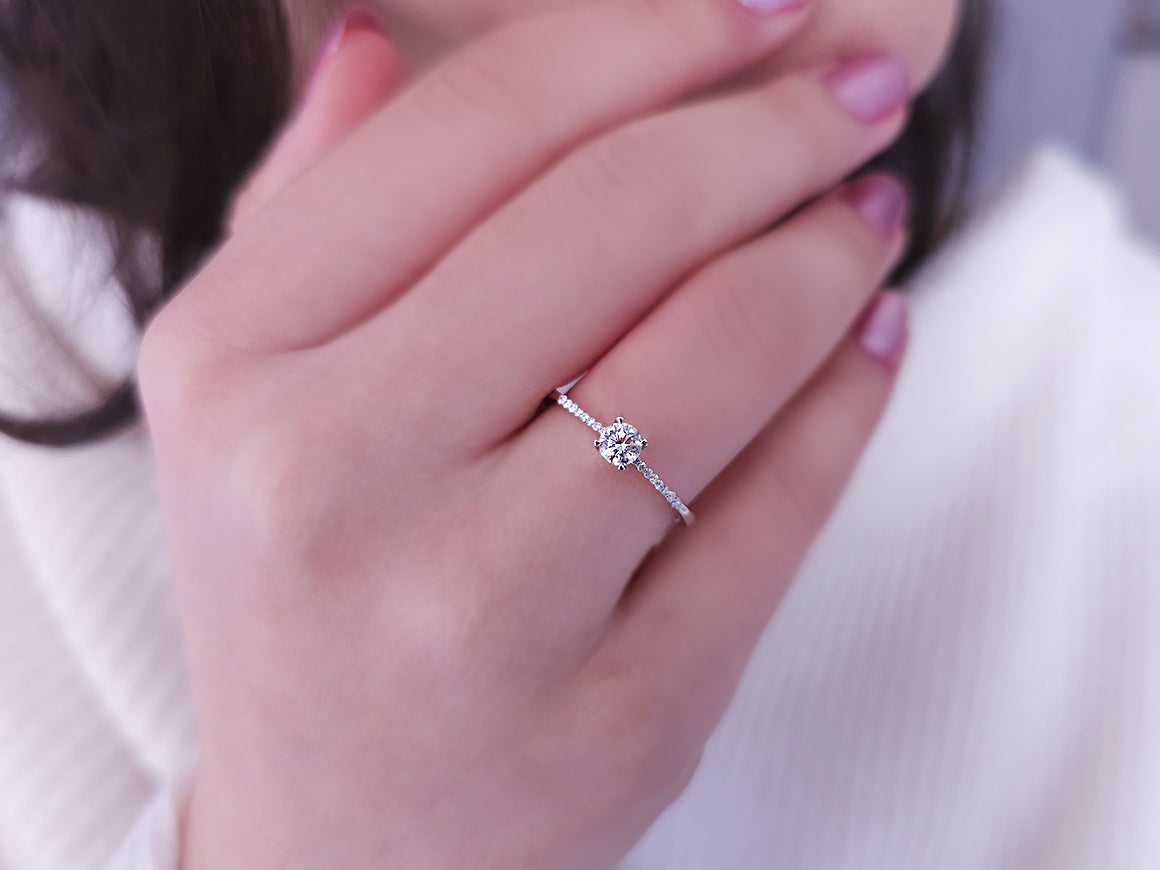 0.24 total carat diamond solitaire ring in 18 carat white gold
