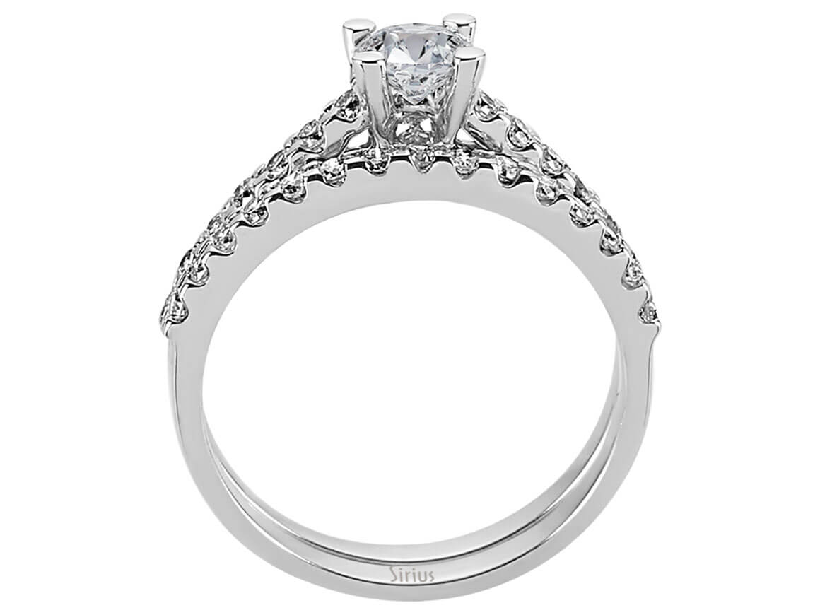 Insgesamt 1,03 Karat Diamant Solitär Ring und Allianz - handgefertigter Diamantschmuck aus Feingold | Sirius Diamant