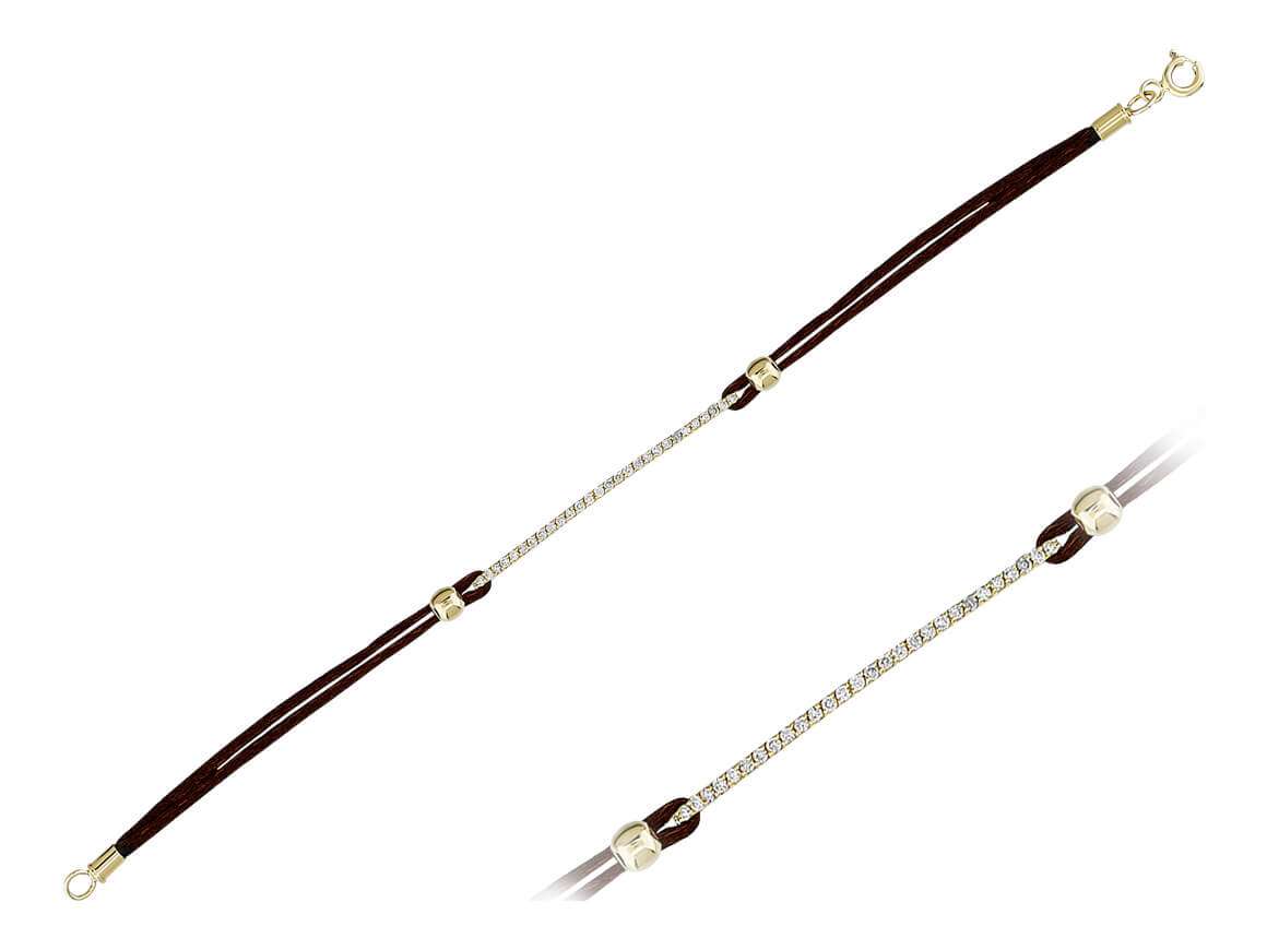 Diamant Armband mit Textil - Bändchen - handgefertigter Diamantschmuck aus Feingold | Sirius Diamant