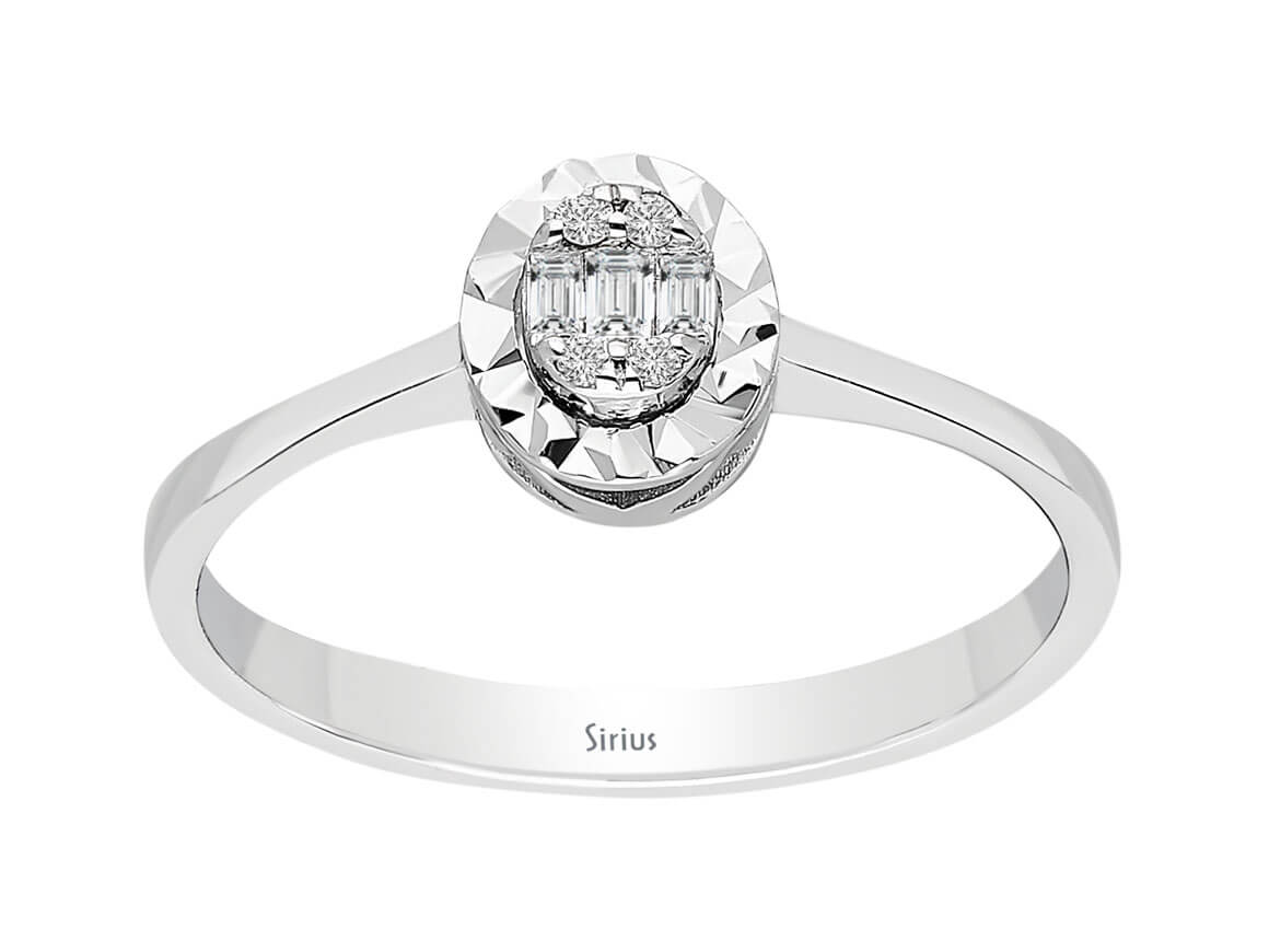 Diamant Glitzereffekt Baguette Ring - handgefertigter Diamantschmuck aus Feingold | Sirius Diamant