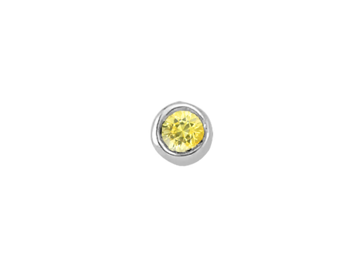 Yellow sapphire nose piercing in 14 carat white gold - 7 mm x 2.3 mm