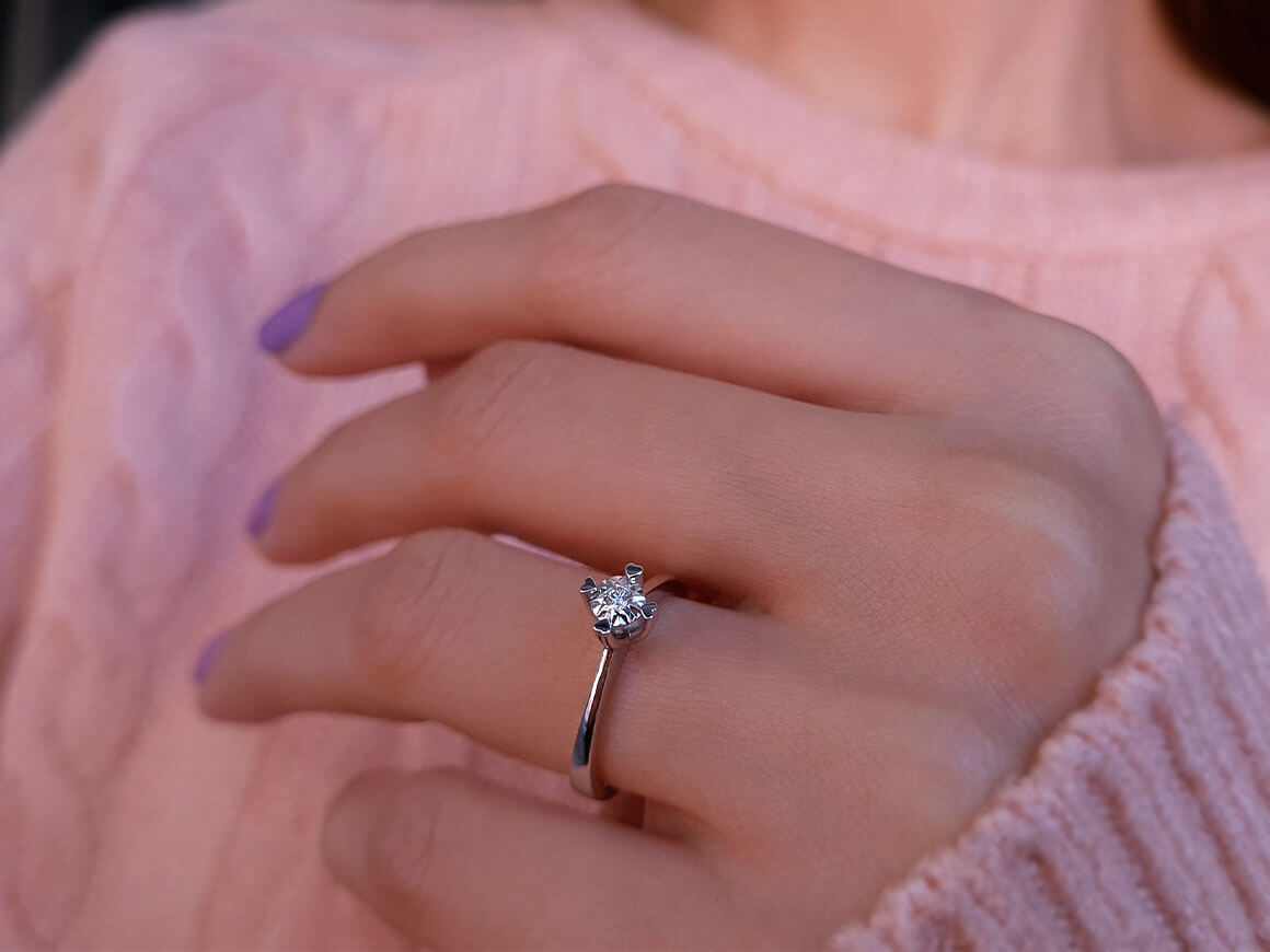 Bague solitaire en diamant effet 0,30 carat