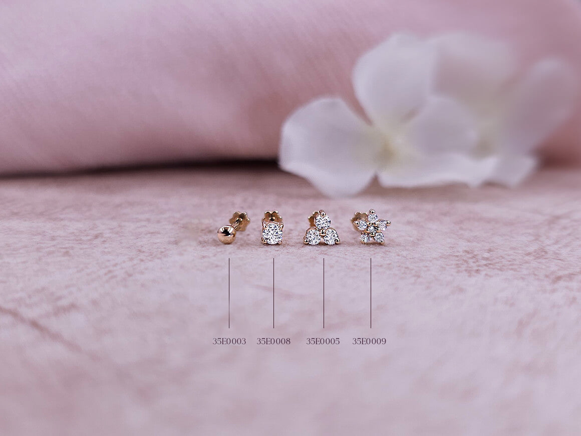 Tragus piercing in 14K rose gold - 3 mm
