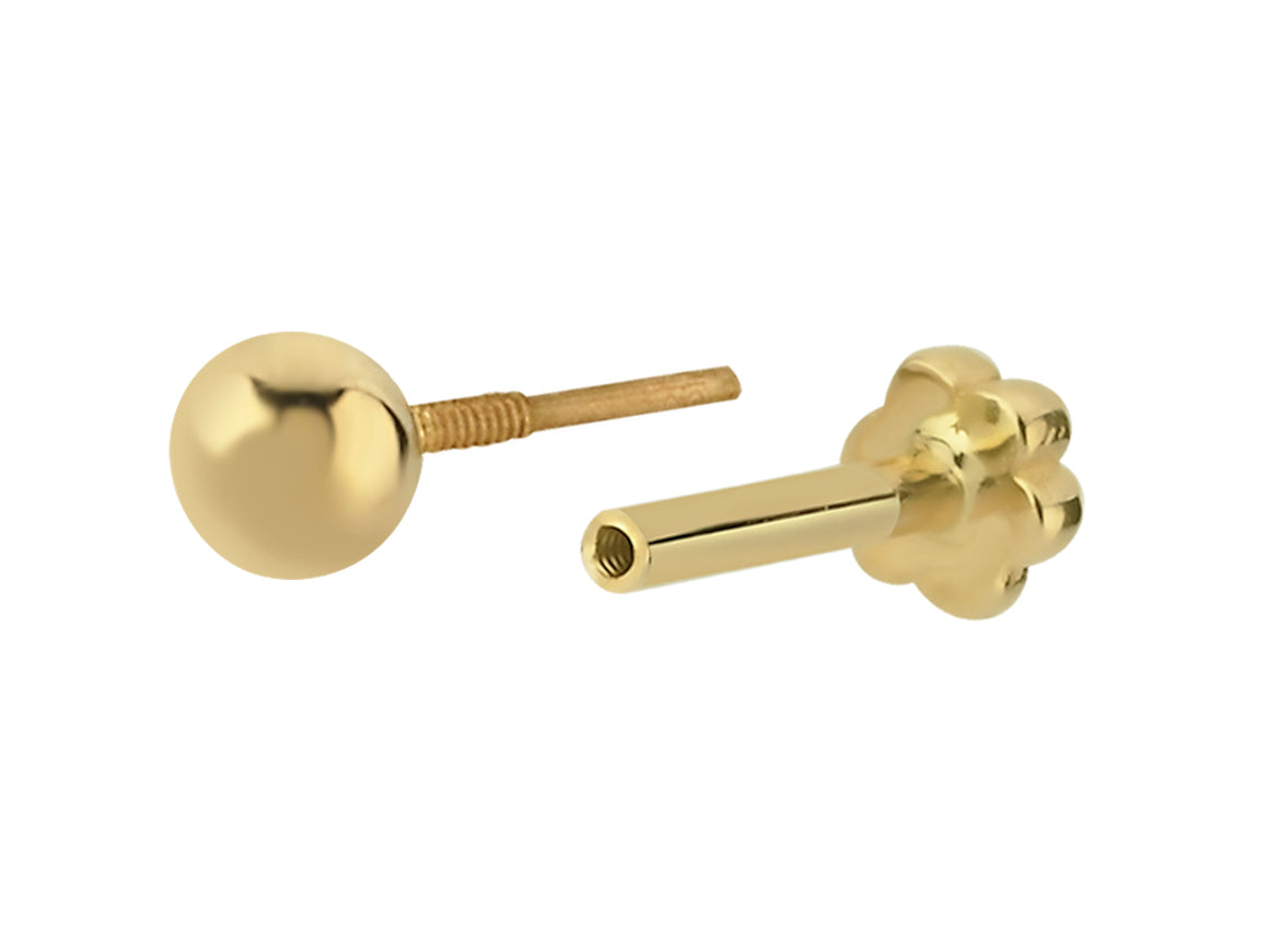 Tragus Piercing in 14K Rotgold - 3 mm – handgefertigter Diamantschmuck aus Feingold | Sirius Diamant