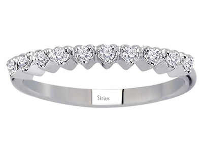 Alliance semi-circulaire motif cœur diamant