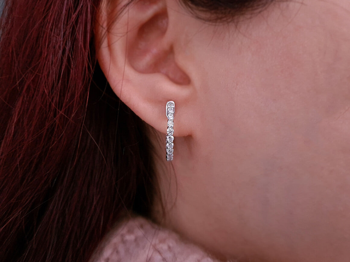 1,19 Karat Diamant Creolen in 14 Karat Weißgold - handgefertigter Diamantschmuck aus Feingold | Sirius Diamant