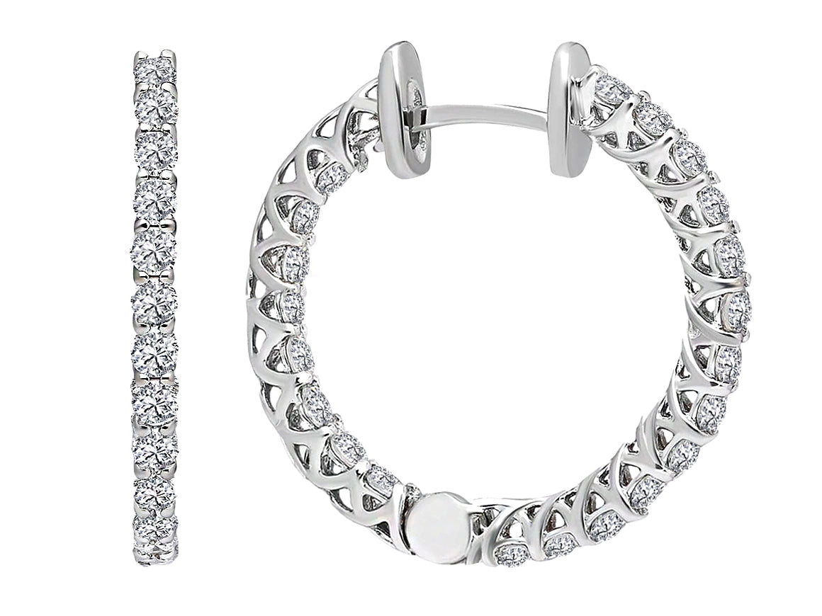 Large hoop earrings with diamonds inside and outside