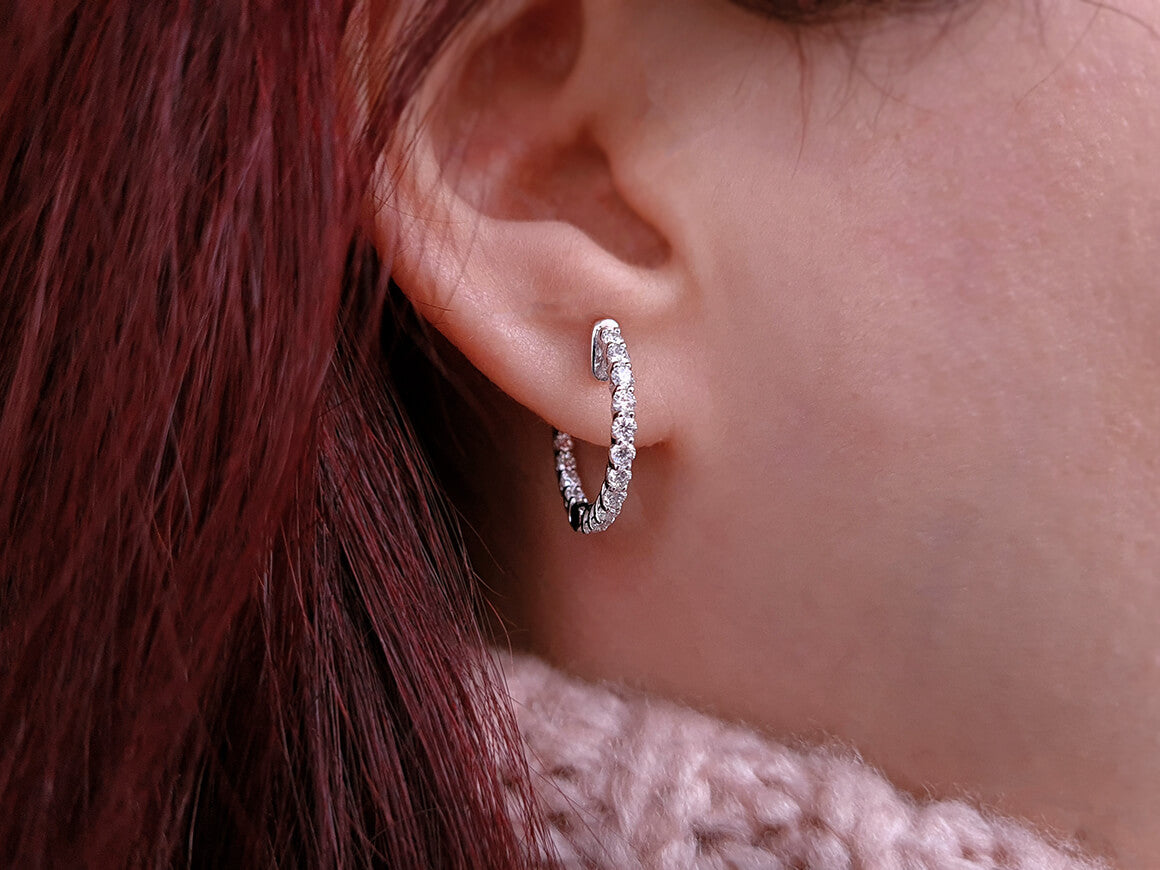 1.19 carat diamond hoop earrings in 14 carat white gold
