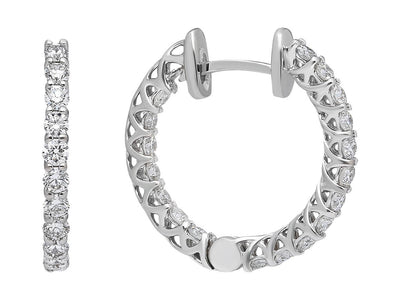 1.19 carat diamond hoop earrings in 14 carat white gold