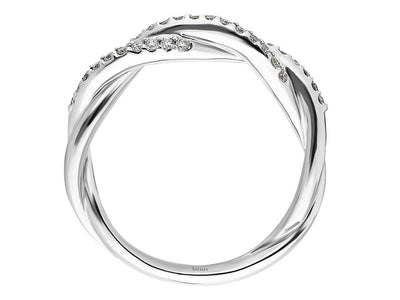 Alliance demi-ronde à deux rangs de diamants en or blanc 333 8 carats