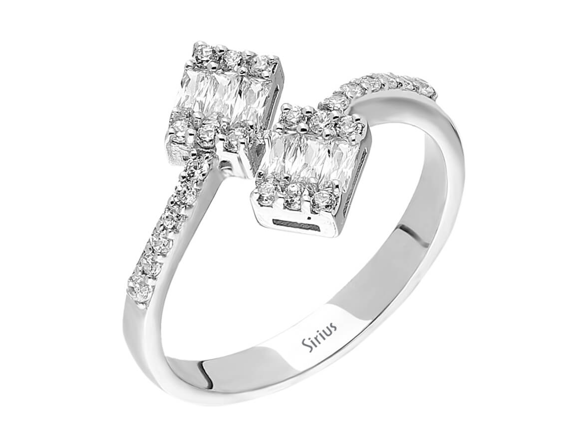 G Farbe 0,41 Carat Diamant Doppelt Baguette Ring - handgefertigter Diamantschmuck aus Feingold | Sirius Diamant