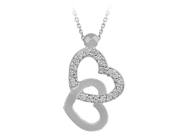 0,10 Karat Diamant verflochten Herzen Collier in 333er 8 K Weißgold - handgefertigter Diamantschmuck aus Feingold | Sirius Diamant