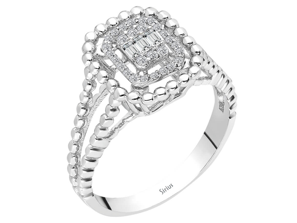 Baguette diamond light escape ring