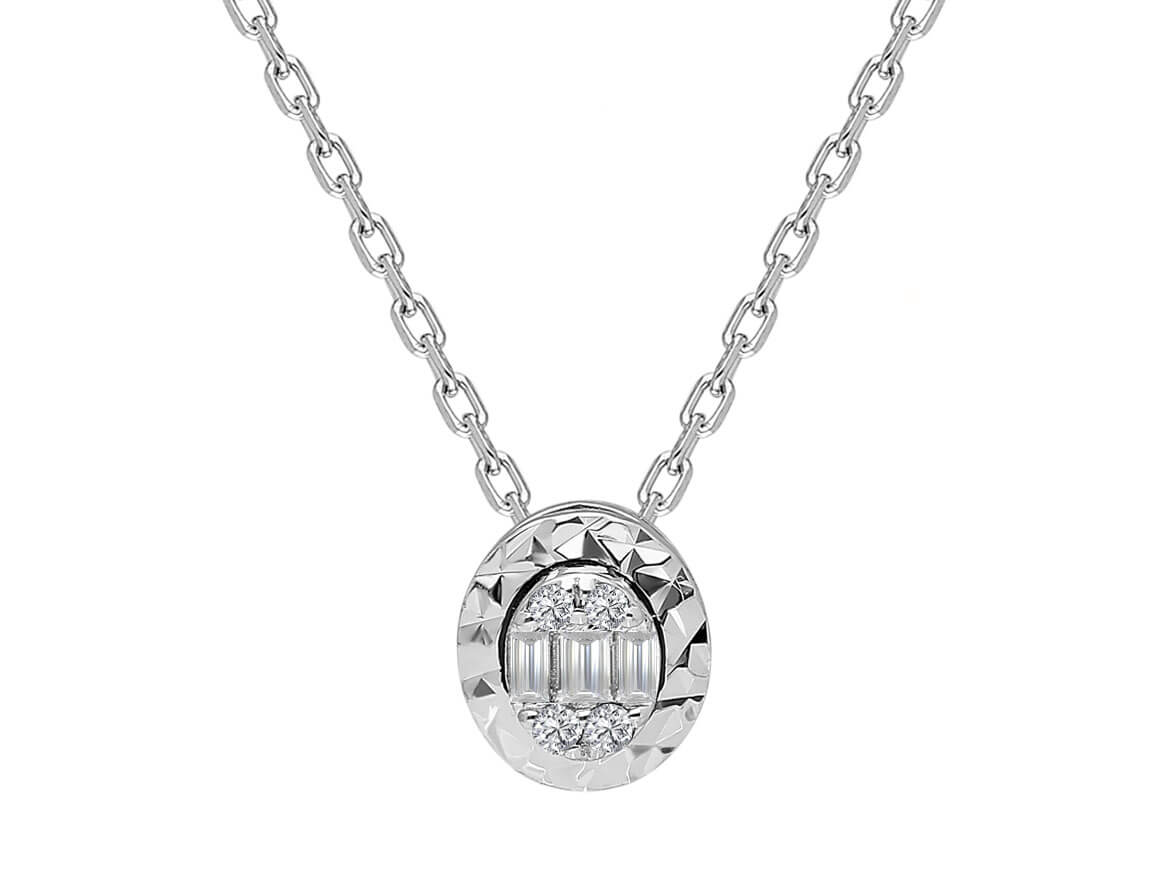 Glitter effect diamond baguette necklace