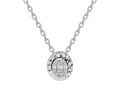 Glitter effect diamond baguette necklace