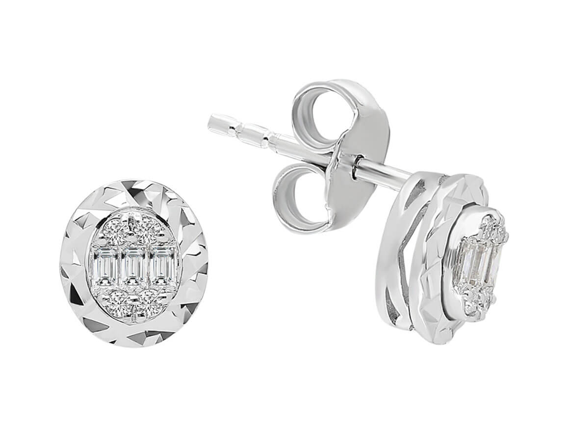 Glitter Effect Baguette Diamond Earrings