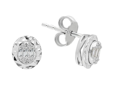 Glitter Effect Baguette Diamond Earrings