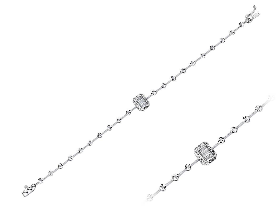 Baguette-Diamant-Armband mit Glitzereffekt - handgefertigter Diamantschmuck aus Feingold | Sirius Diamant