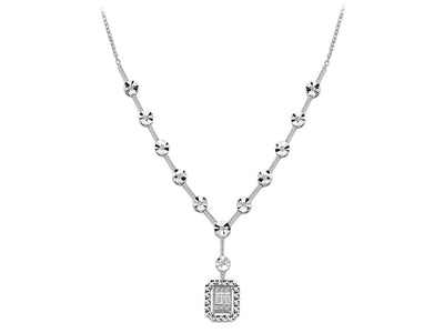 Baguette diamond necklace with glitter effect