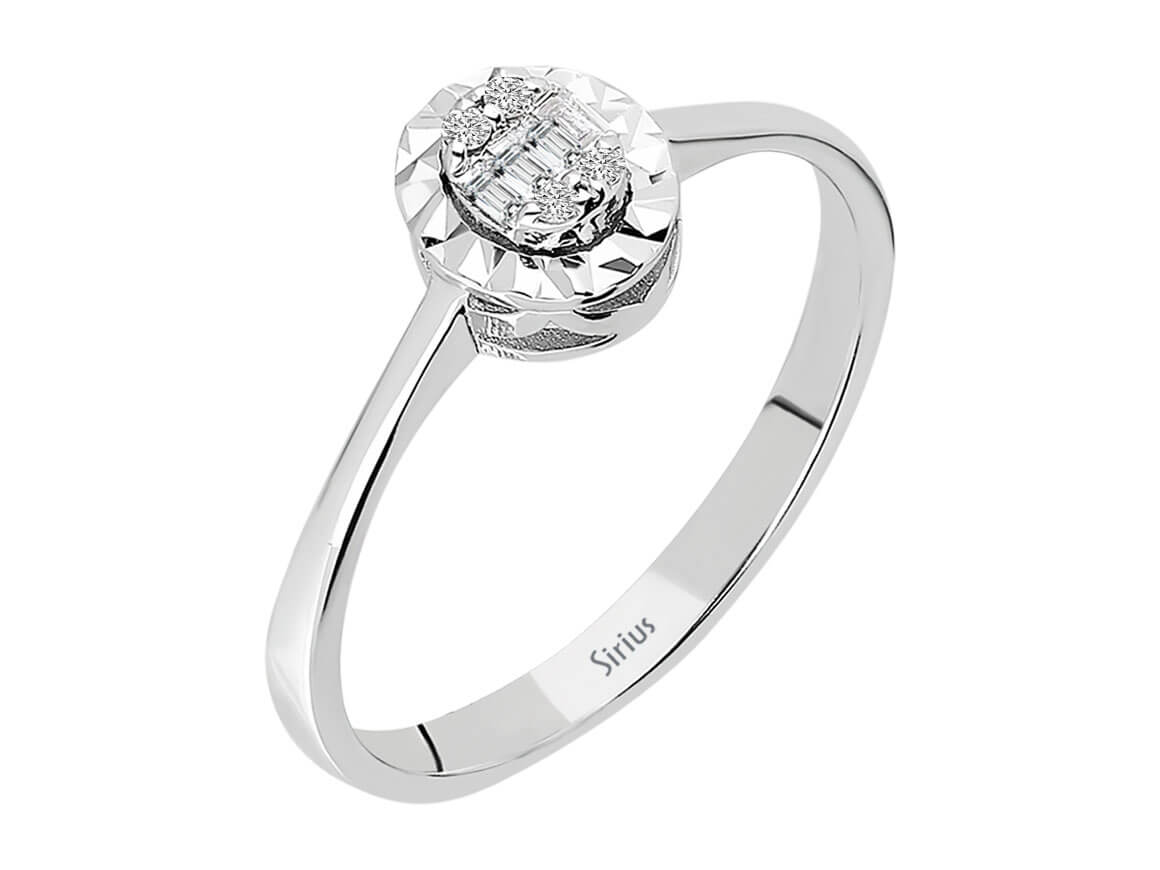 Diamant Glitzereffekt Baguette Ring - handgefertigter Diamantschmuck aus Feingold | Sirius Diamant